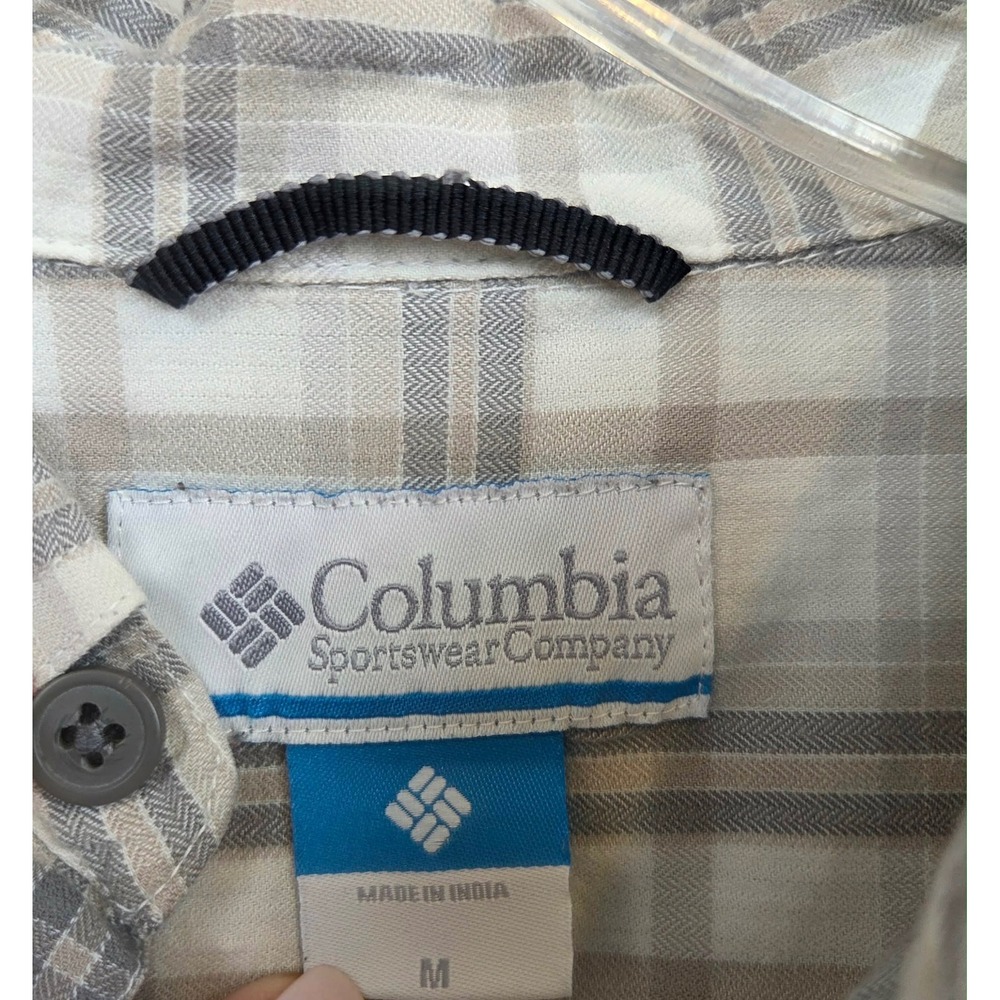 Columbia Mens Plaid Button Down Shirt Long Sleeve Neutral Medium 100% Cotton - Picture 4 of 11